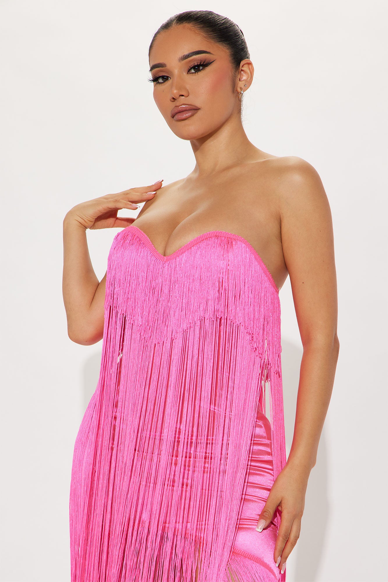 Farrah Fringe Mini Dress - Pink