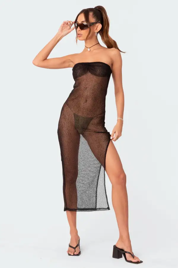 Beachside Sheer Knit Maxi Dress