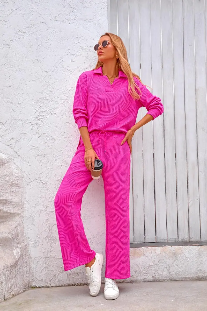 Women 2025 FW 2-Piece Pullover & Wide Leg Pants Lounge Set