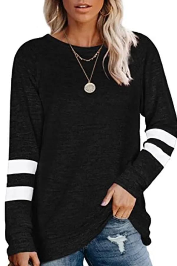 Casual Striped Crew Neck Top