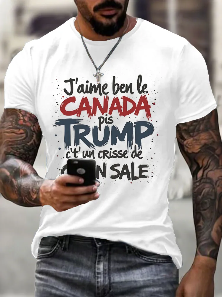 Men'S Slogan Short Sleeve Crew Neck Cotton Print T-Shirt