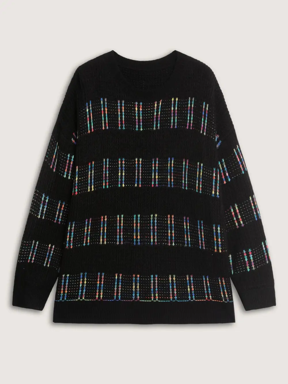 Striped Textured Gradual Color Change Pullover