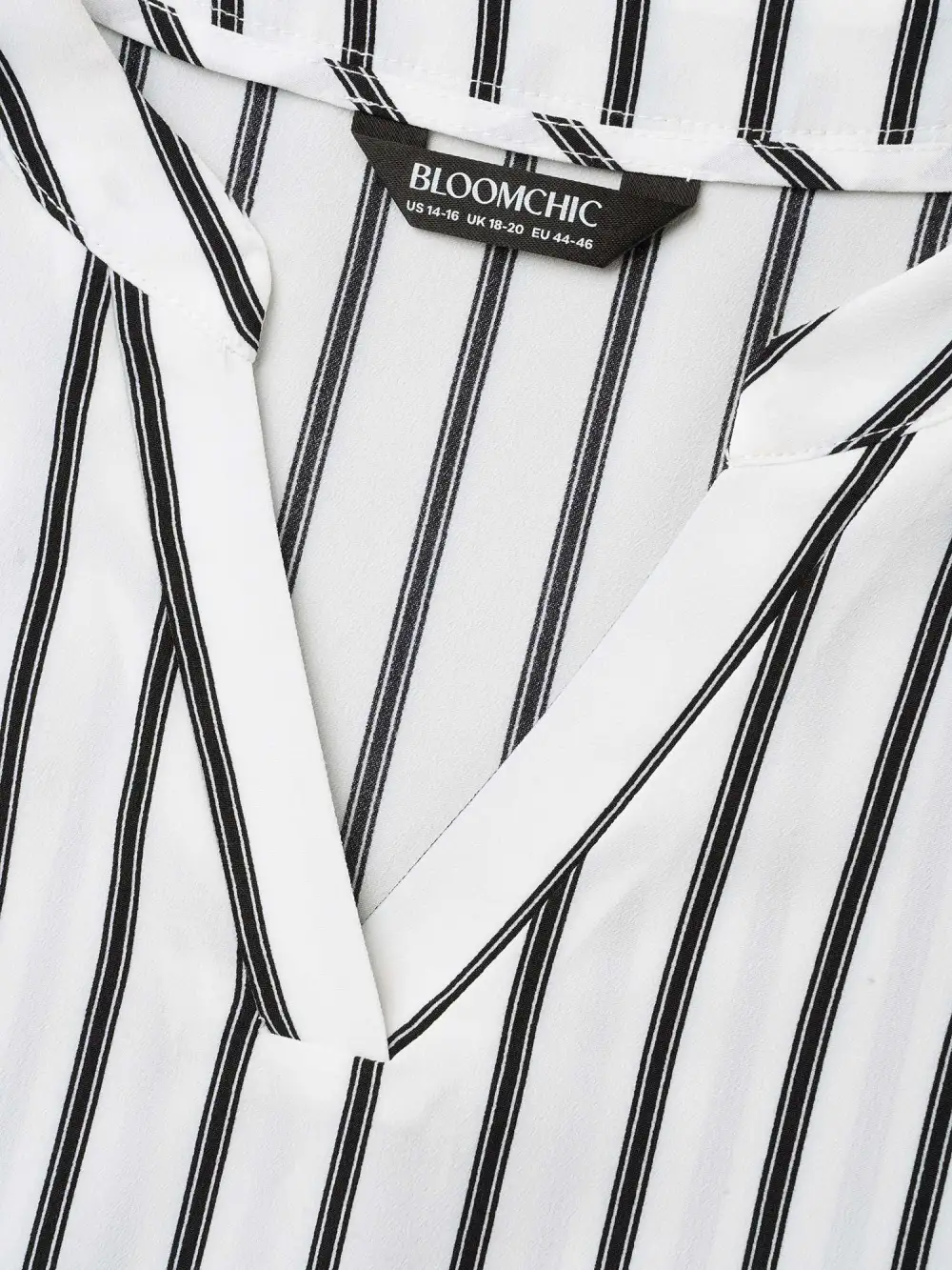 Notched Collar Striped Tab Sleeve Shirt