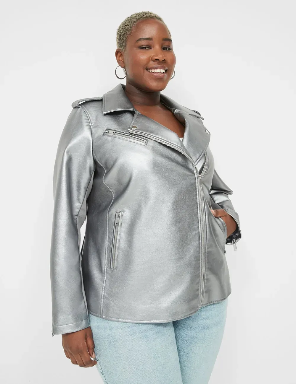 Faux-Leather Moto Jacket