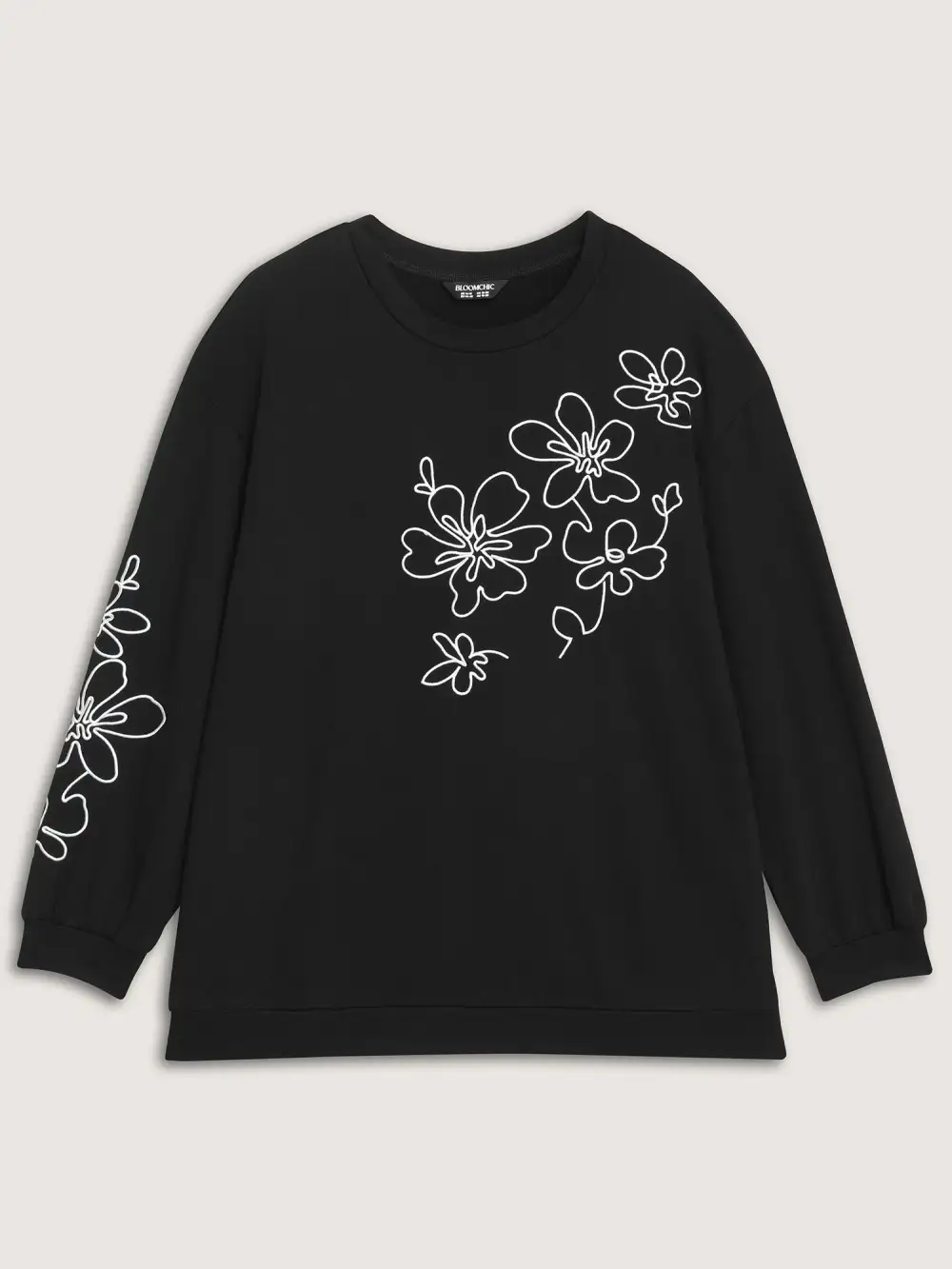Floral Embroidery Print Relaxed Fit Sweatshirt