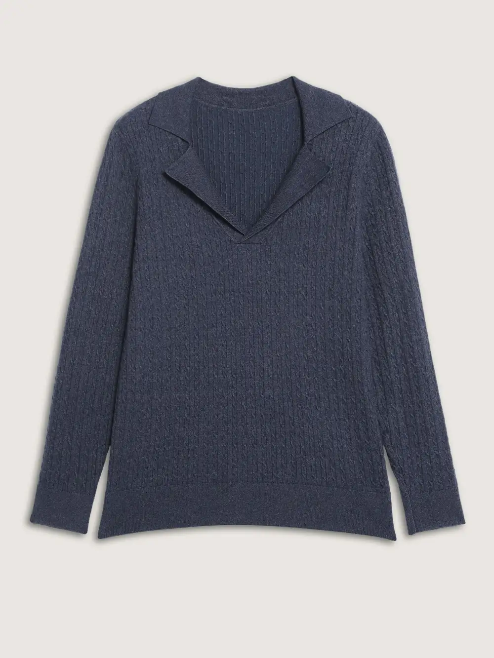 Supersoft Cable Knit Blazer Collar Fitted Pullover