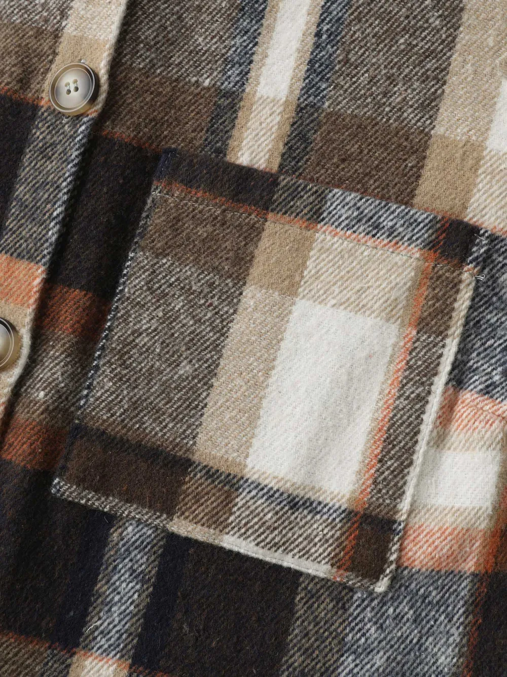 Plaid Print Textured Hooded Jacket