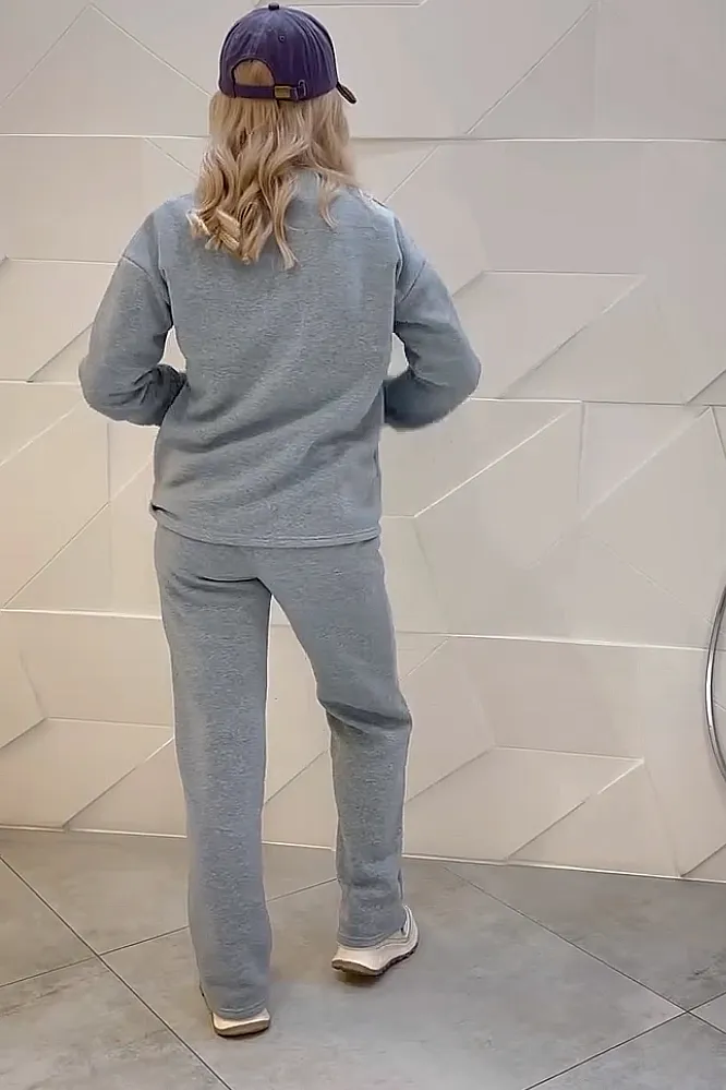 Women's solid color round neck top and pants two-piece set