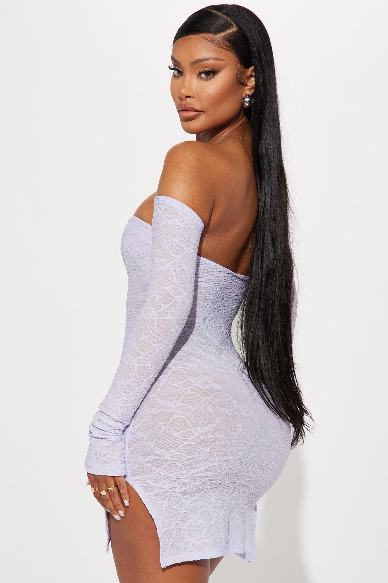 Delilah Textured Mini Dress - Lavender