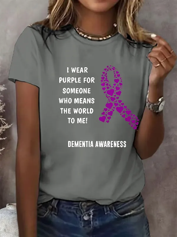 I Wear Purple For Someone Dementia Awareness Print T-Shirt