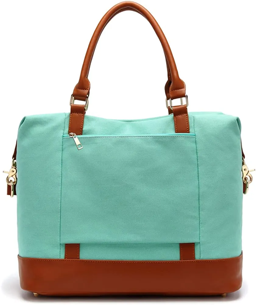 Ladies Canvas Weekender Bag Overnight Carry-on Tote Duffel in Trolley Handle