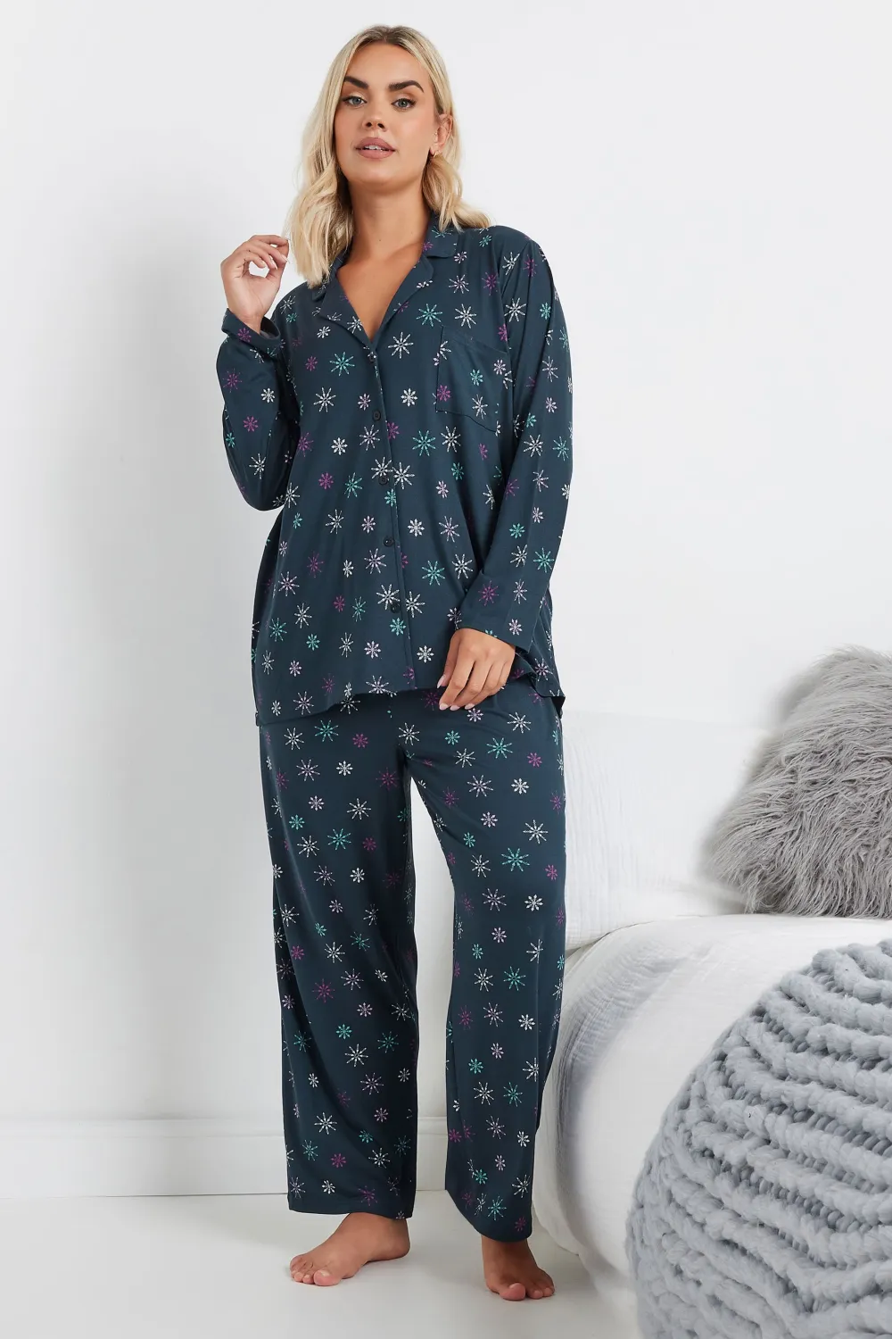 YOURS Curve Red Check Print Soft Touch Pyjama Set