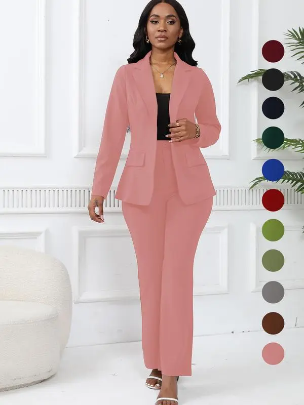 Women's Two-Piece Blazer & Suit Pants - Elegant Business Casual