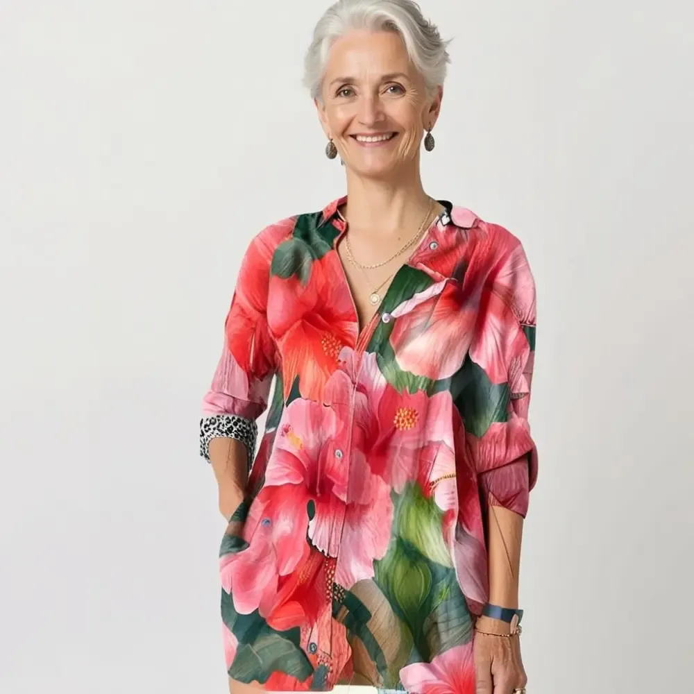 ChemisierTM Vintage Floral Blouse