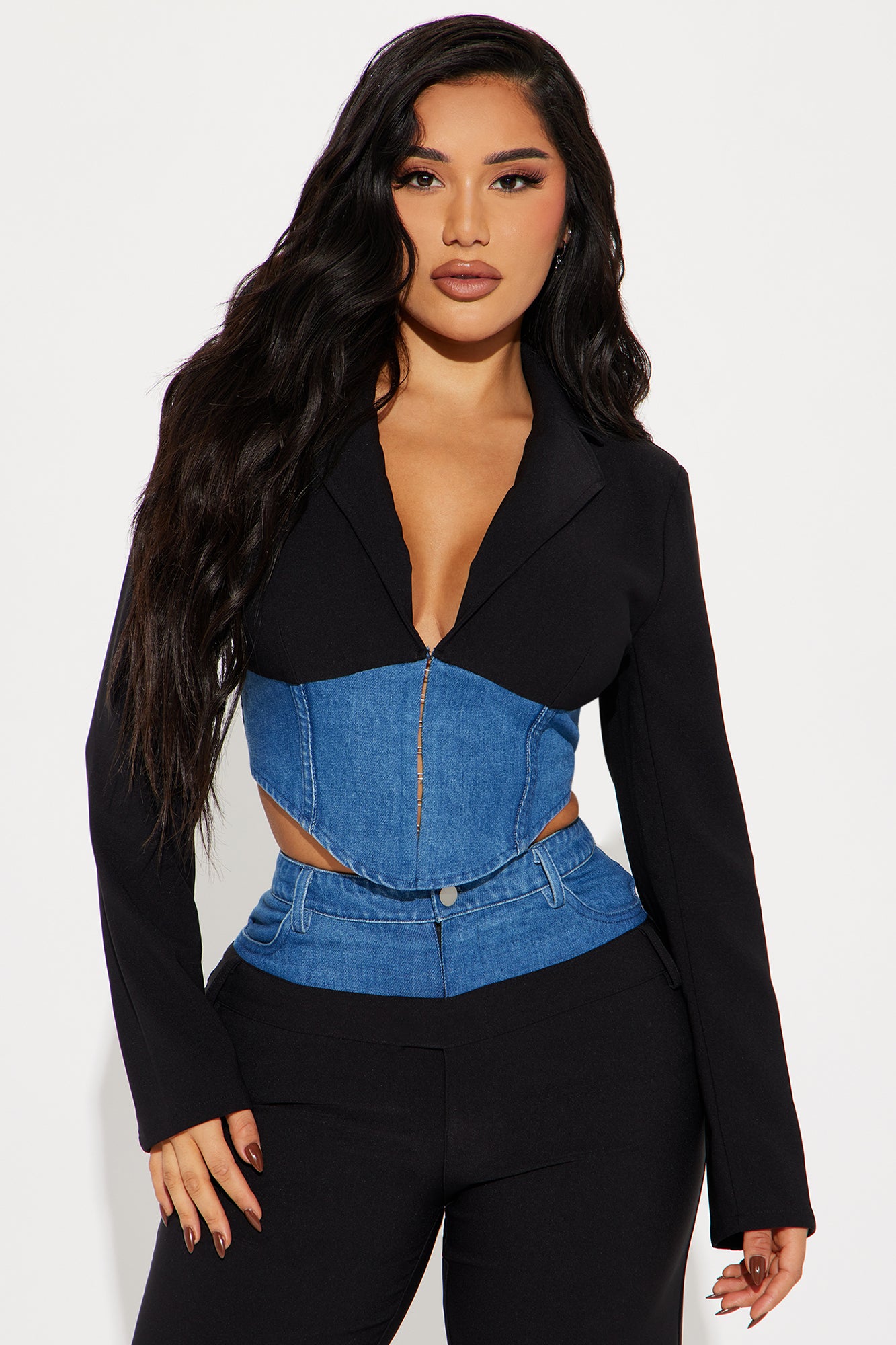 Staying Chic Blazer Pant Set - Black