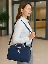 Women's Faux Leather Top Handle Tote Bag with Deer Charm - Elegant Structured Women's Shoulder Bag, Perfect for Mother's Day Gift, Work, Shopping and Casual Outings