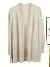 Women's Sweater Cardigan Streetwear Casual Solid Color V Neck Pocket Knitted Long Sleeve Long Tops Knit Daily Holiday Going out Orange Apricot Fall Winter