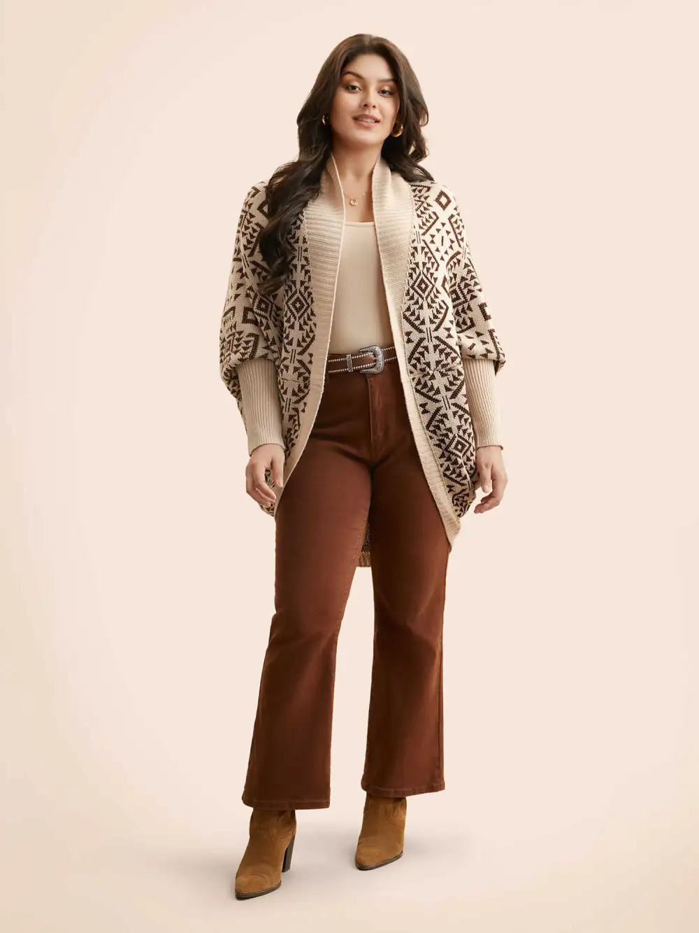 Bandana Geometric Dolman Sleeve Cardigan