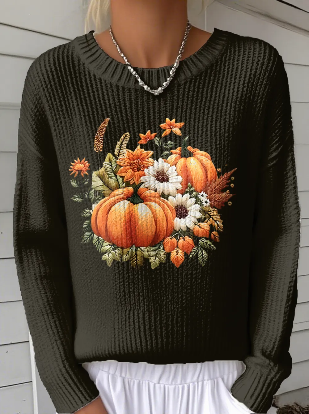 Women's Halloween Pumpkin Pattern Pullover Sweater Regular Autumn and Winter Top