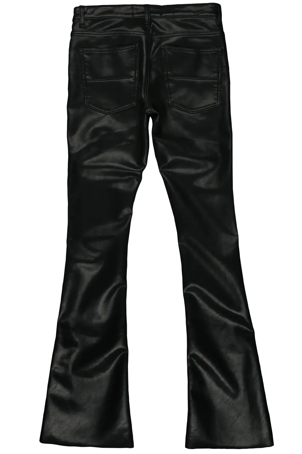 Ennis Black PU Stacked Flare Jean