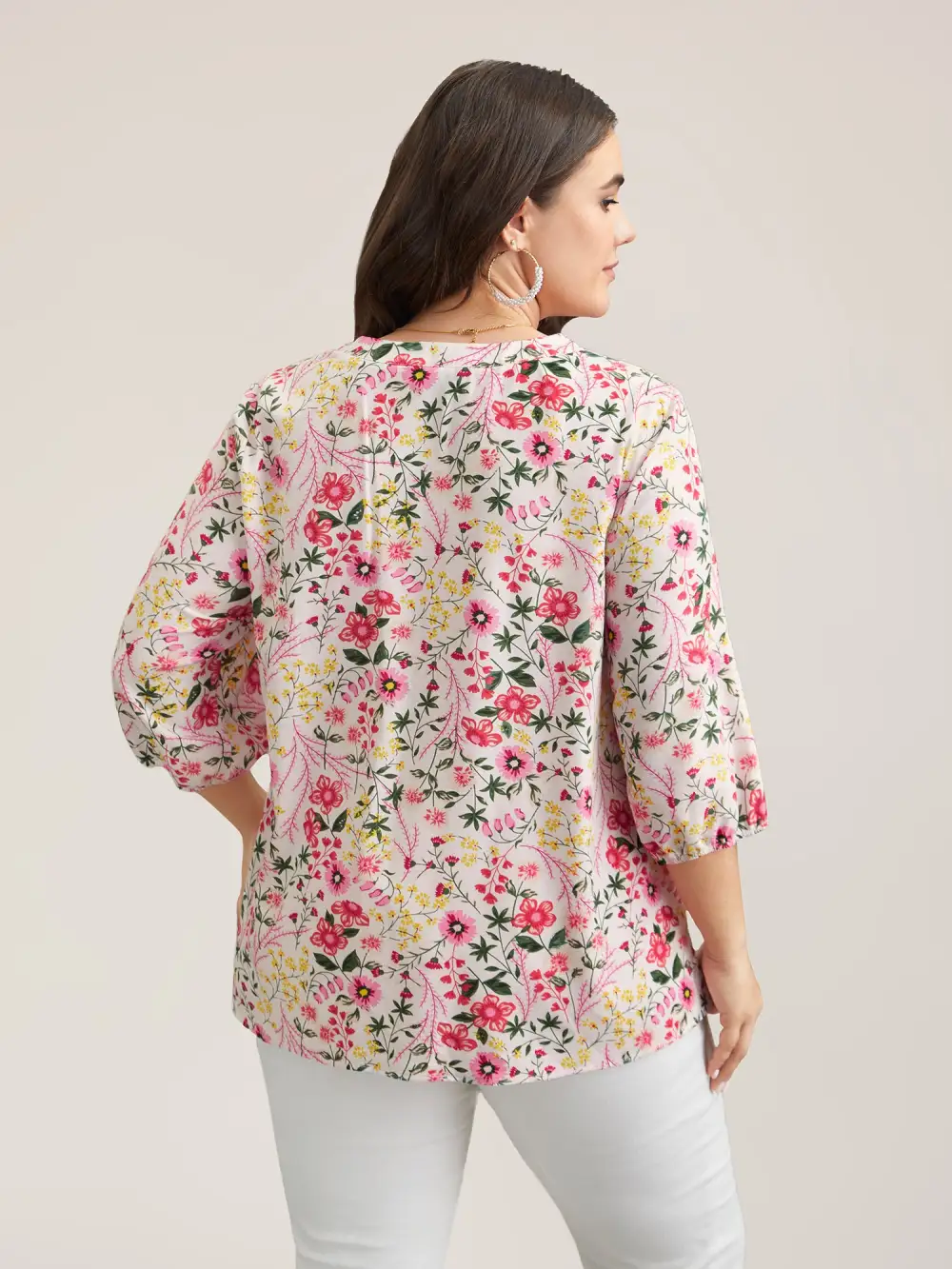 Floral Print Notched Collar Shirt