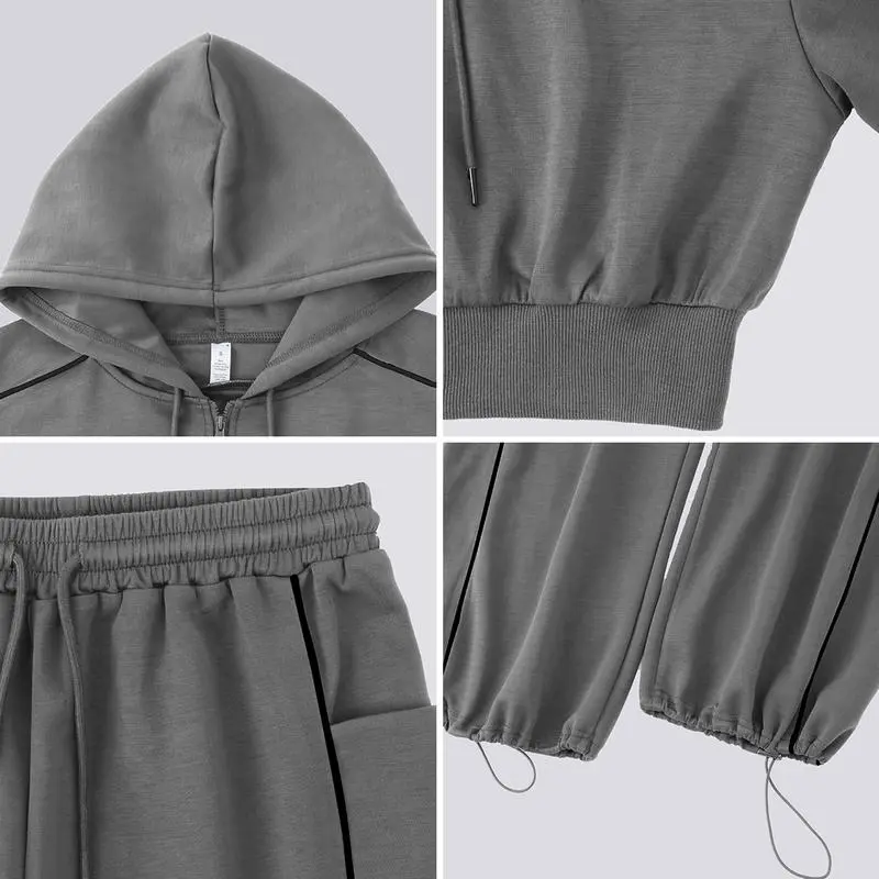 2-Piece Set: Cropped Hoodie & Wide-Leg Pants – Soft, Quick-Dry, with Pockets