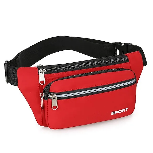 Men's Crossbody Bag Shoulder Bag Belt Bag Nylon Outdoor Holiday Zipper Large Capacity Lightweight Durable Solid Color Four Pockets - Lake Blue Four Pockets - Gray Four Pockets - Red