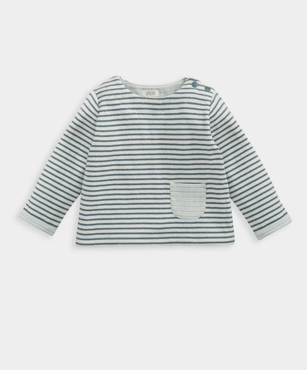 Stripe Top & Leggings Outfit Set - Blue
