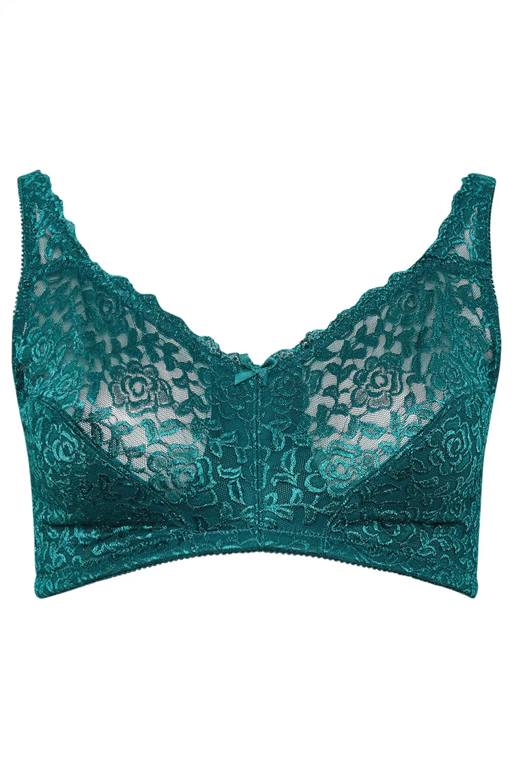 YOURS Curve Green Hi Shine Lace Non-Padded Non-Wired Full Cup Bra