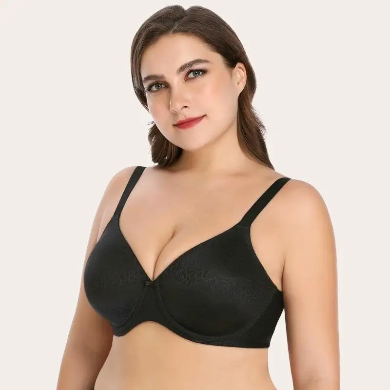 Plus Size T-Shirt Bra Seamless Comfort Full Coverage Underwire Bra Molded Cup