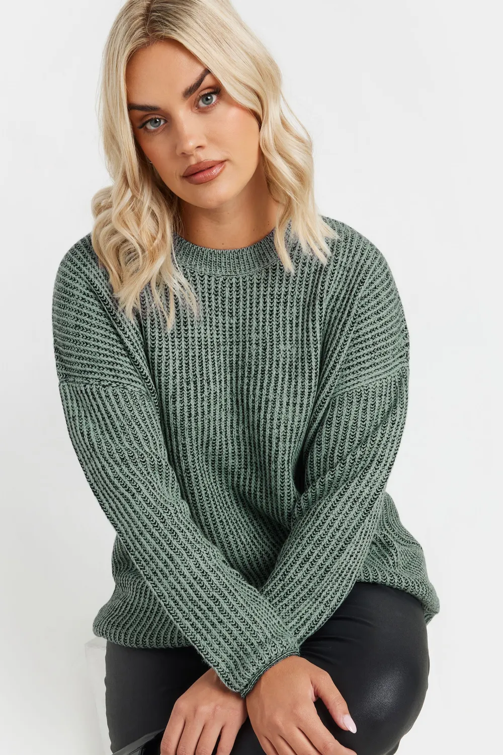 YOURS Curve Navy Blue Drop Shoulder Knitted Jumper