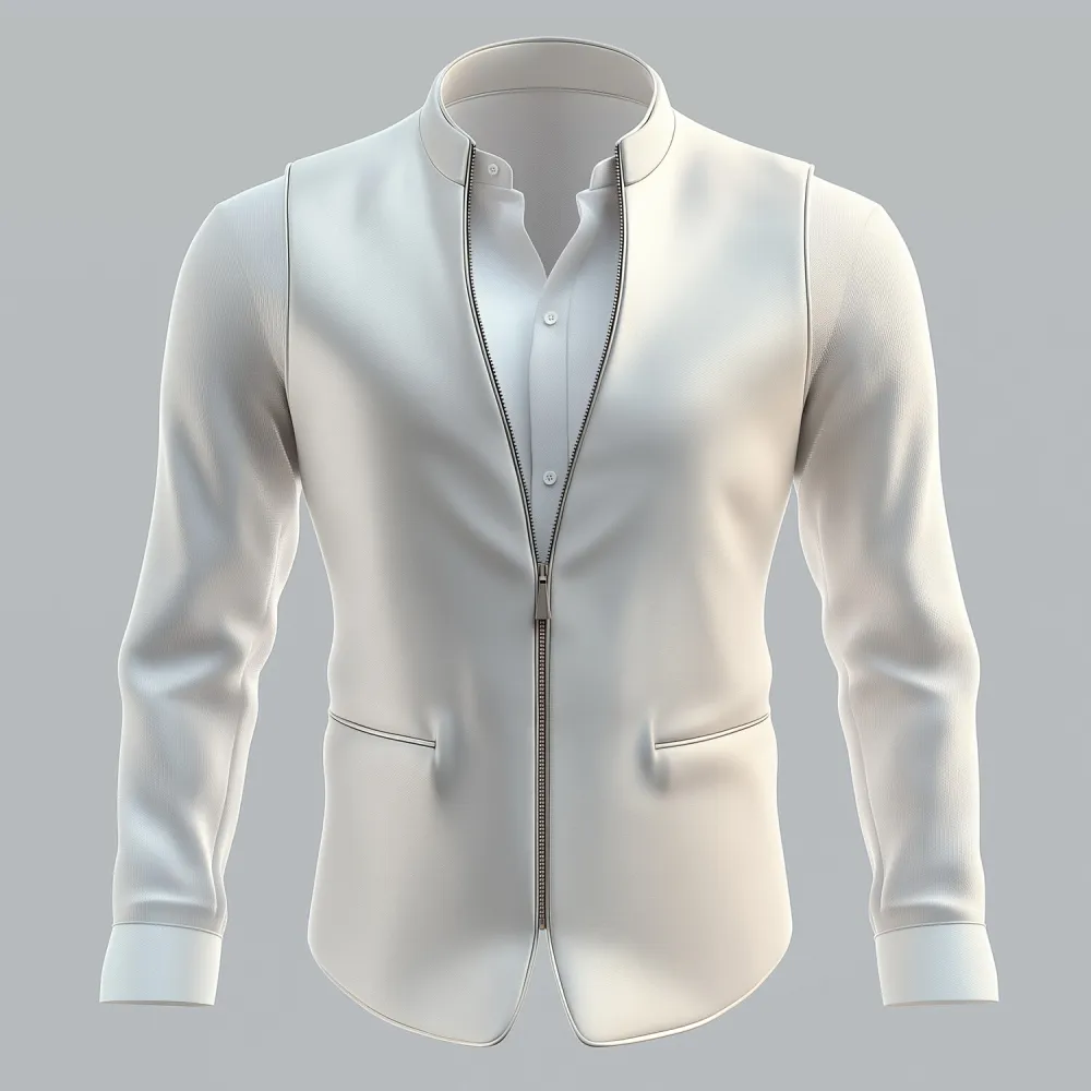 Men's Stand Collar Long Sleeve PU Leather Zip Up Sleeveless Vest