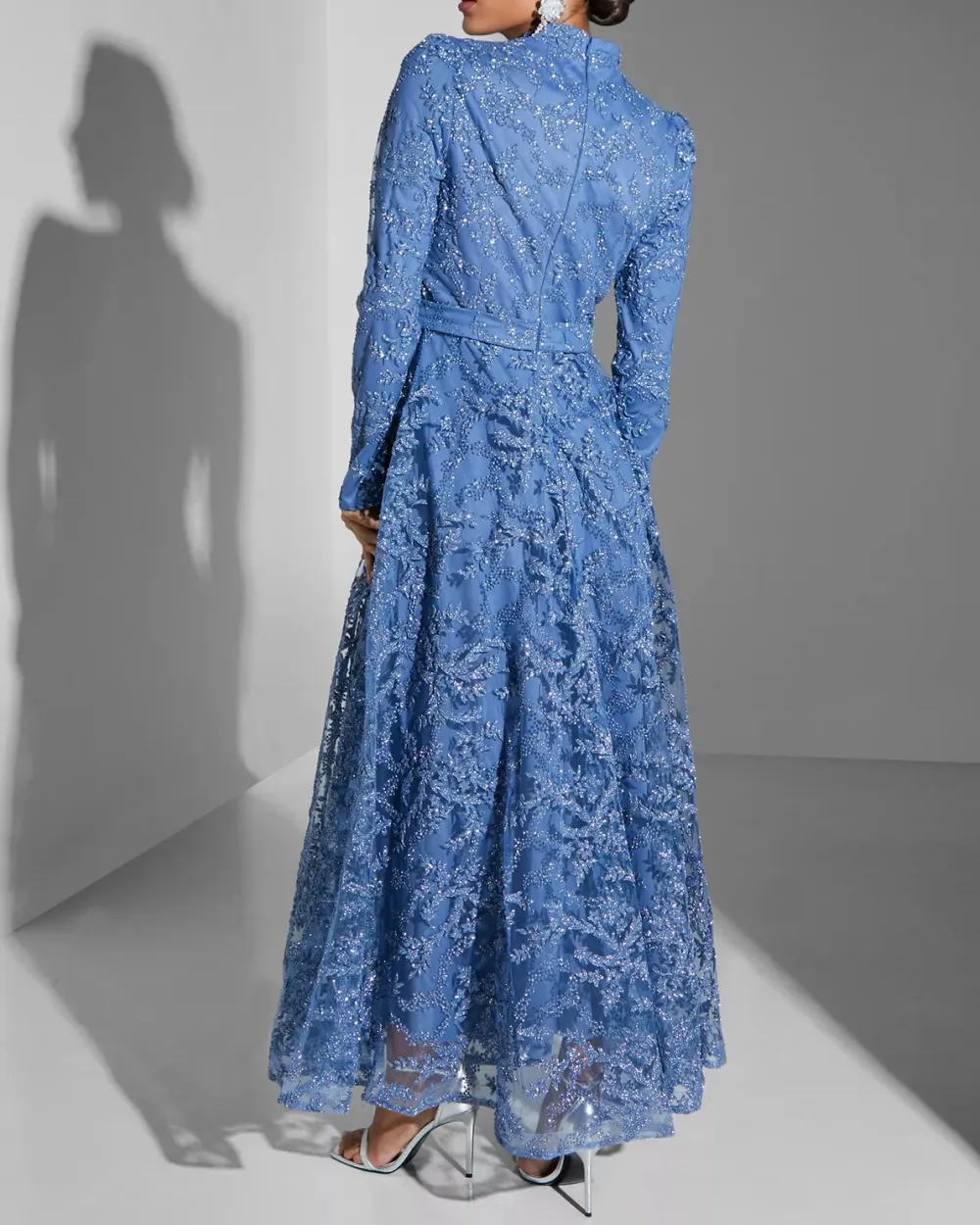 Shimmer Lace Long Sleeves Dress