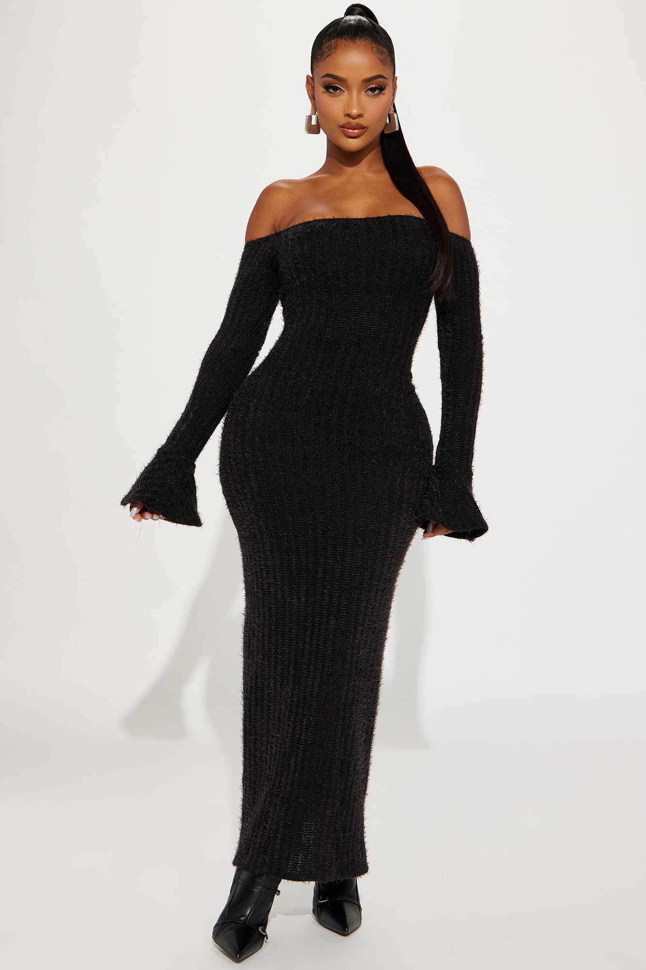 Mile High Sweater Maxi Dress - Black