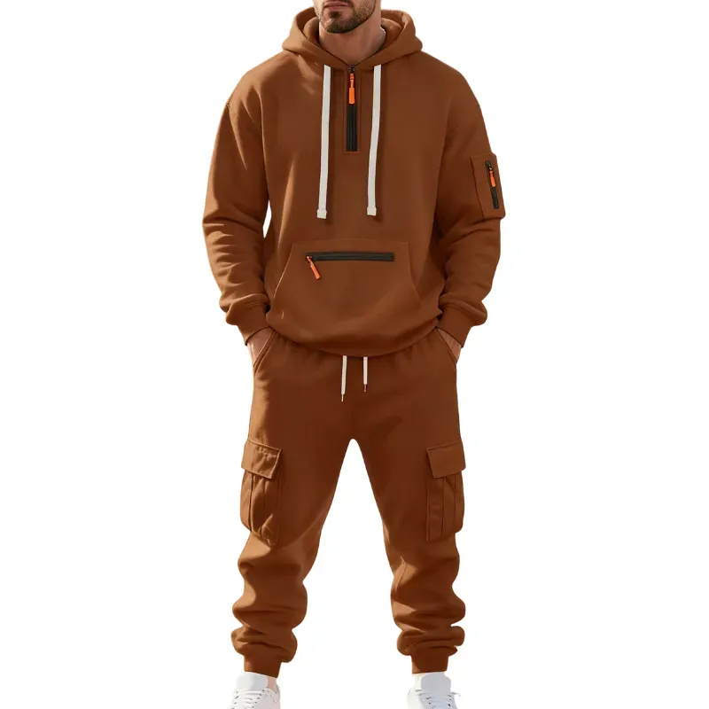 Men's 8-Sets Hoodie & Cargo Pants Tracksuit Set