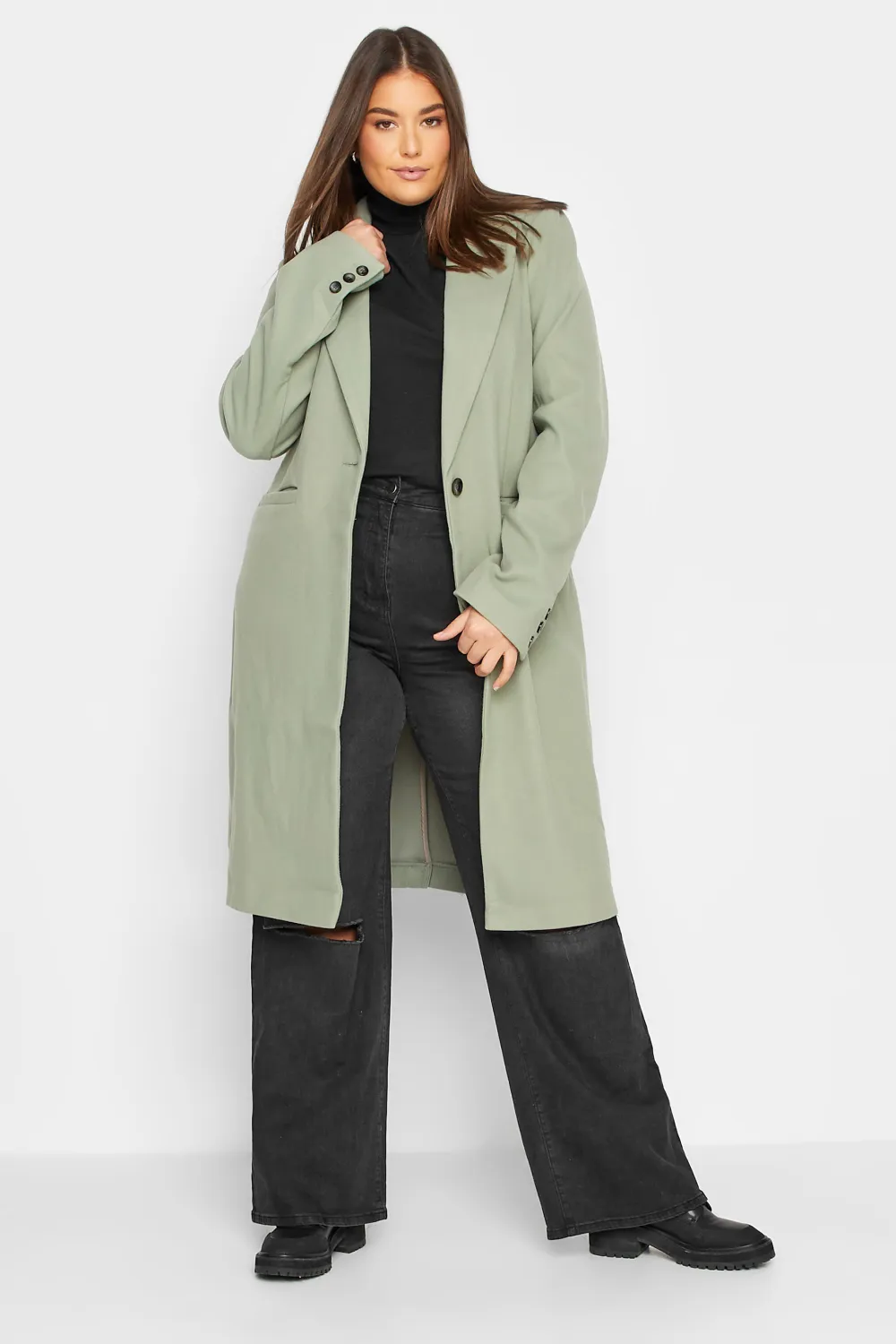 LTS Tall Blush Pink Midi Formal Coat