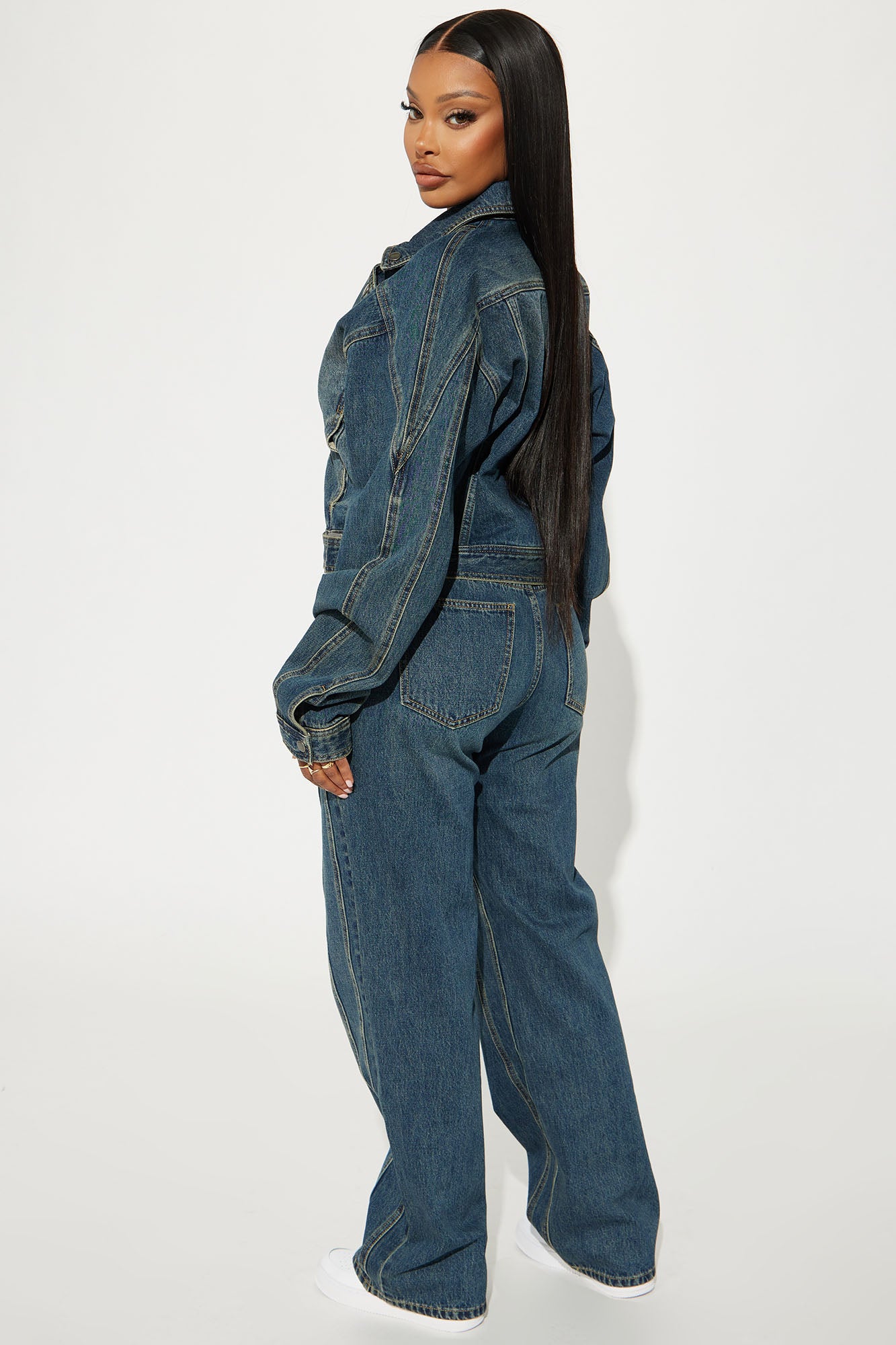 Natalya Denim Pant Set - Dark Wash