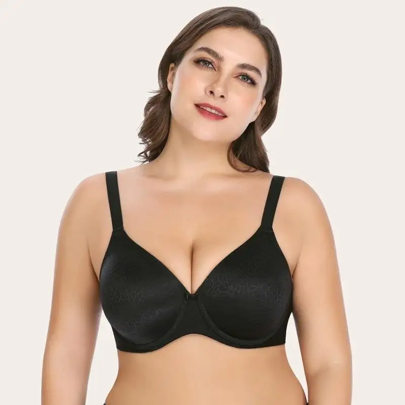 Plus Size T-Shirt Bra Seamless Comfort Full Coverage Underwire Bra Molded Cup