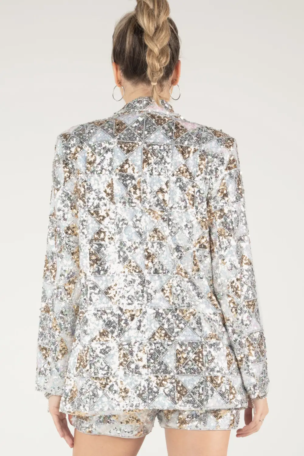 Geometric Multi-Sequin Blazer