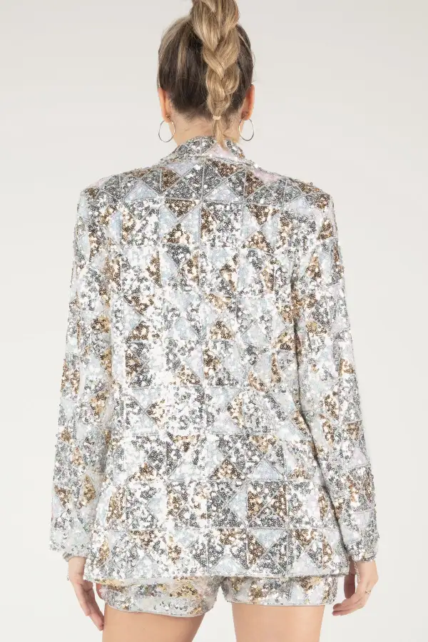 Geometric Multi-Sequin Blazer