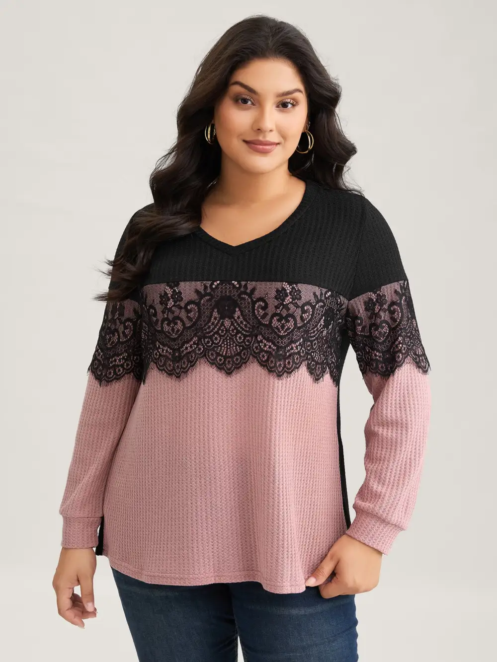 Crochet Lace Mesh Contrast Patchwork Top