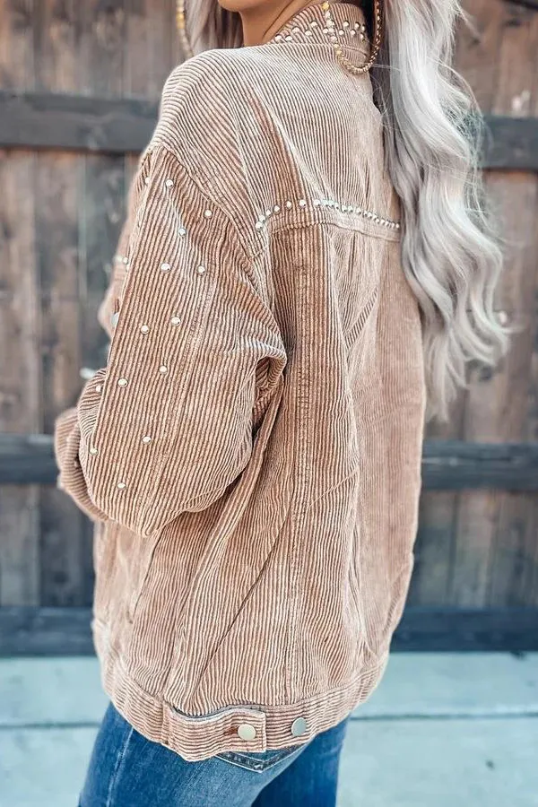 Casual Rivet Decoration Corduroy Jacket