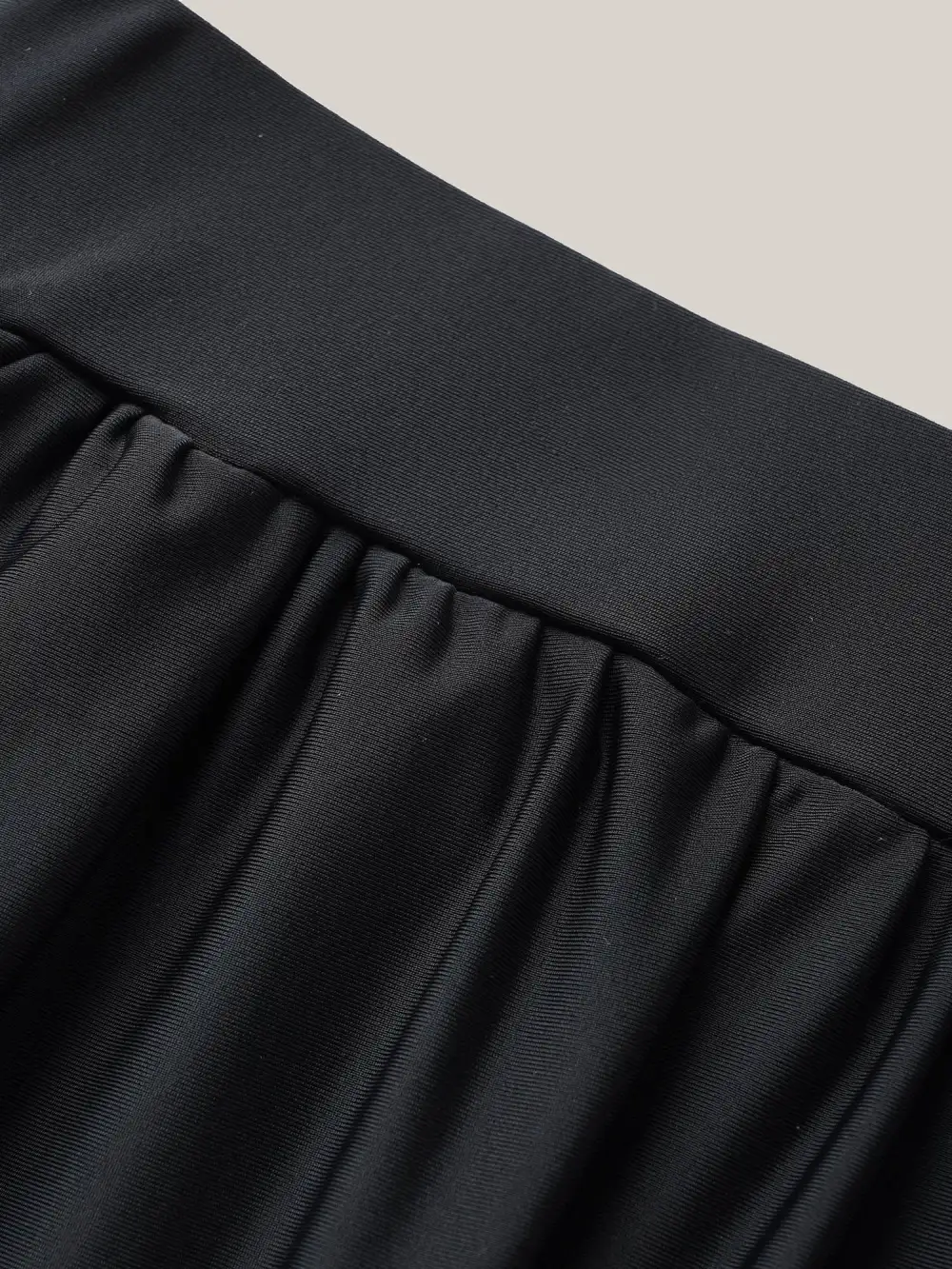 High Waisted Pockets Solid Pleated Swim Bottom