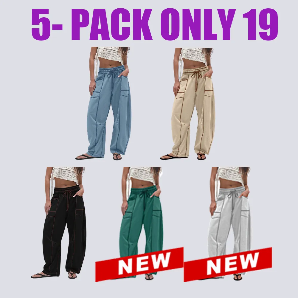 Women's High Waisted Barrel Sweatpants – Wide Leg Lounge Pants with Pockets