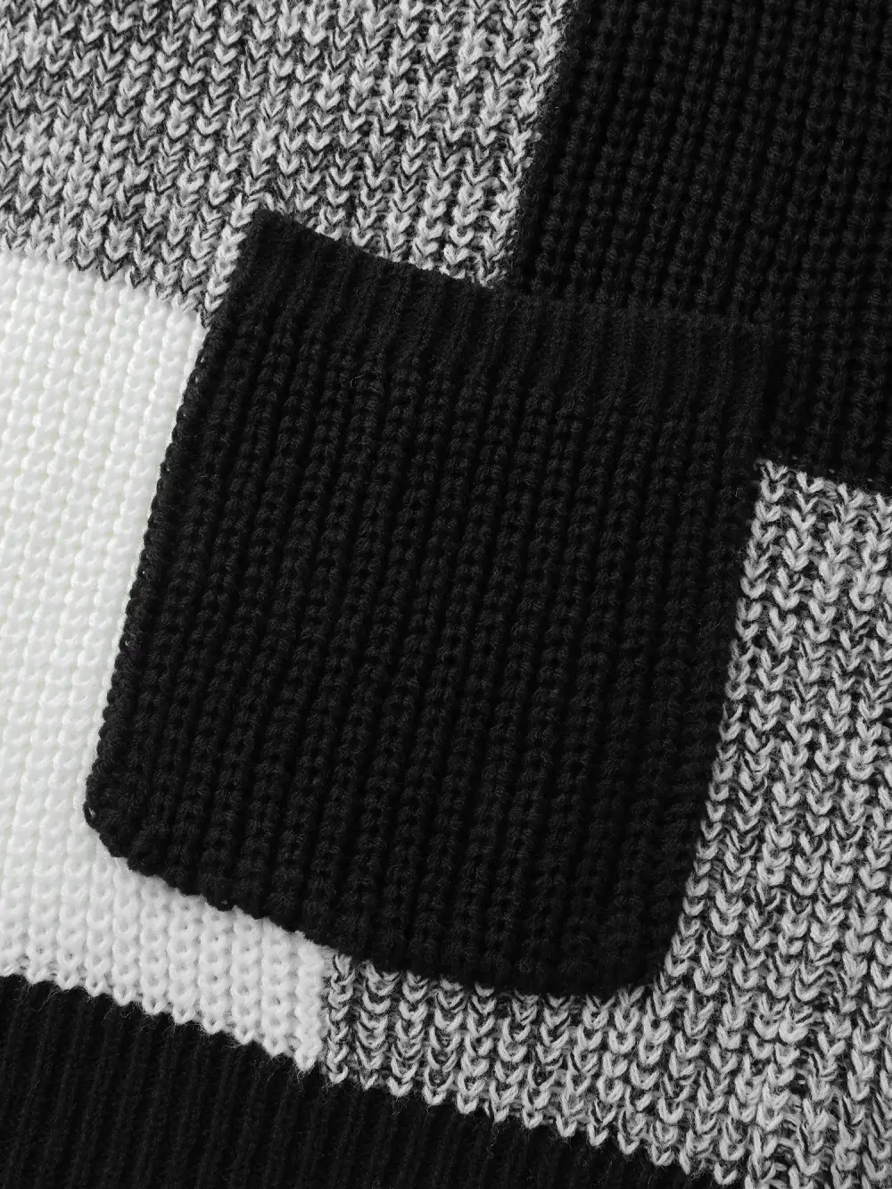 Checkered Heather Textured Open-Front Cardigan