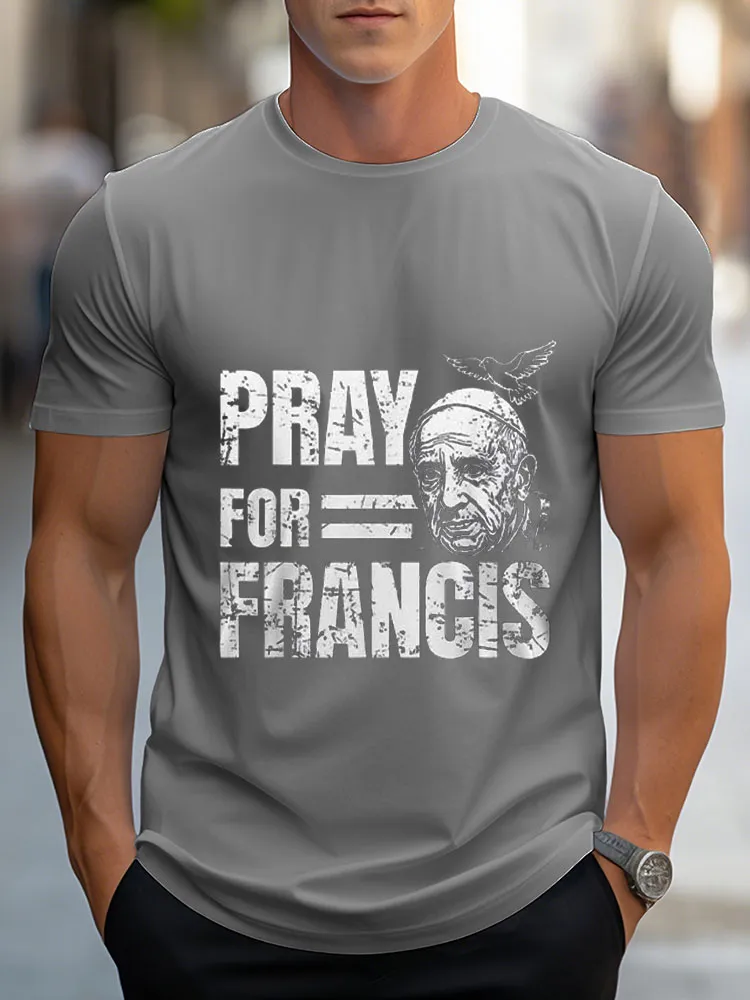 Men's Pray For PF 1936-2025 Print Short Sleeve Round Neck Cotton T-Shirt