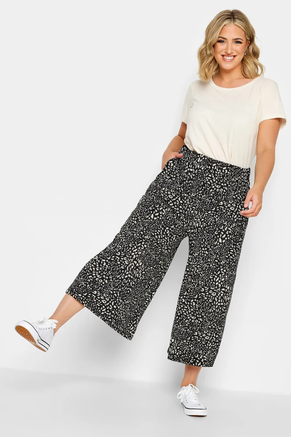 YOURS Curve Black Stretch Jersey Culottes