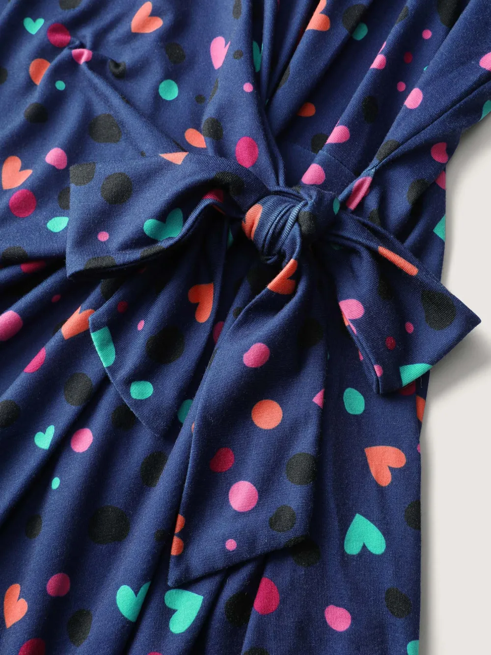Supersoft Colorful Polka Dot Hearts Knot Midi Dress
