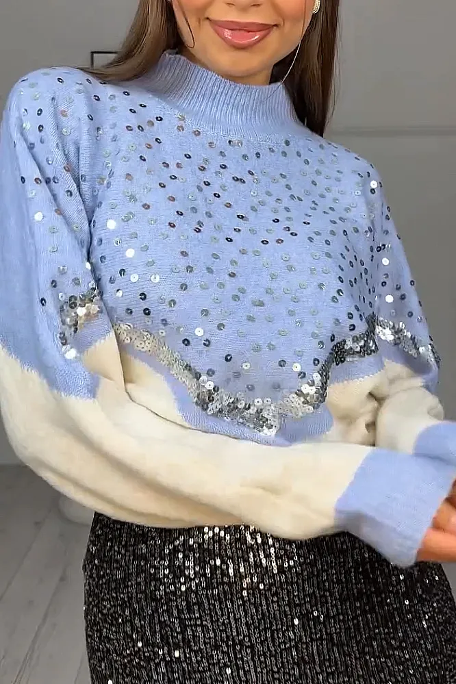 Women's fashion leopard print sequined sweater