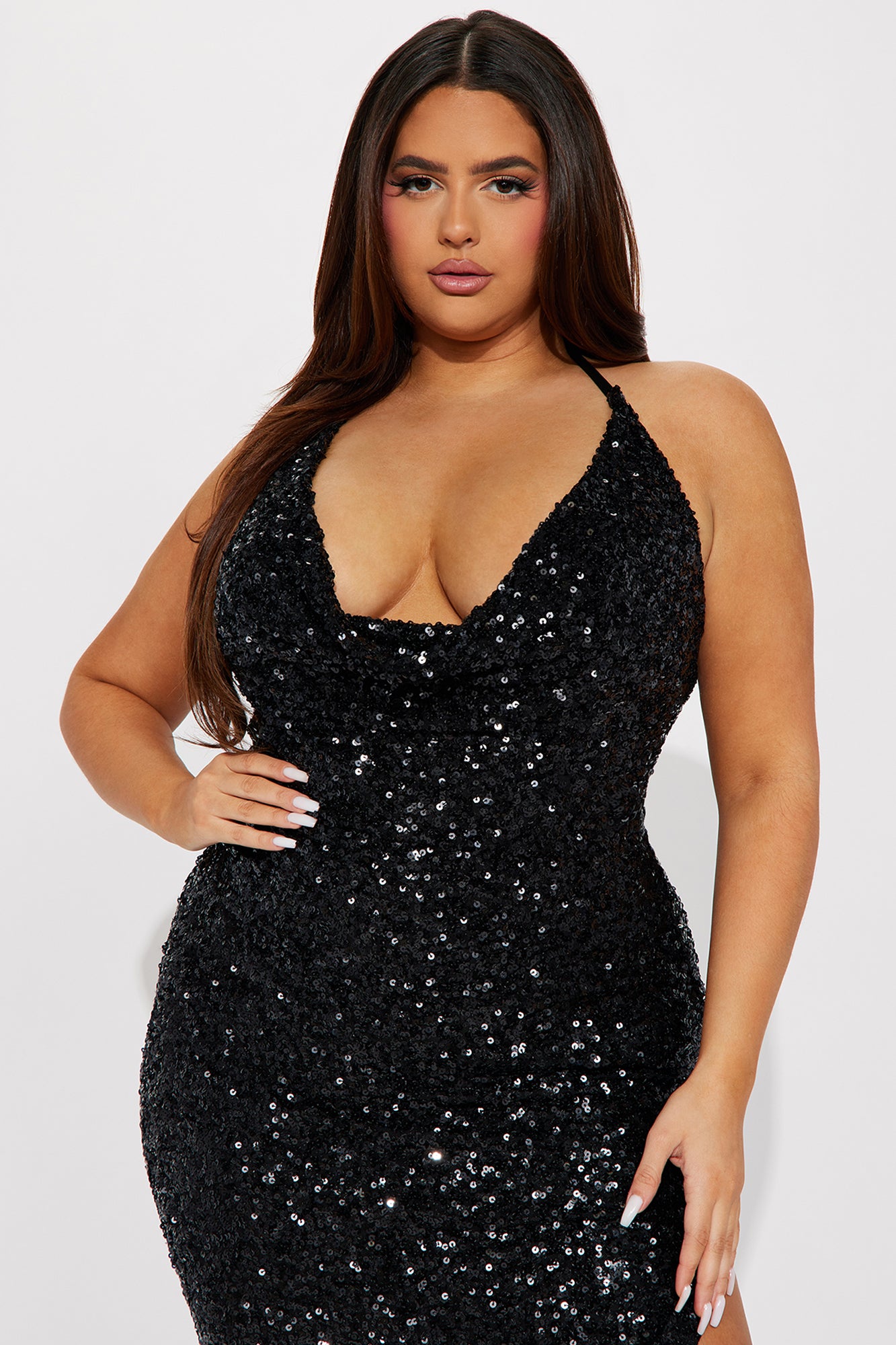Shine Thru Sequin Midi Dress - Black